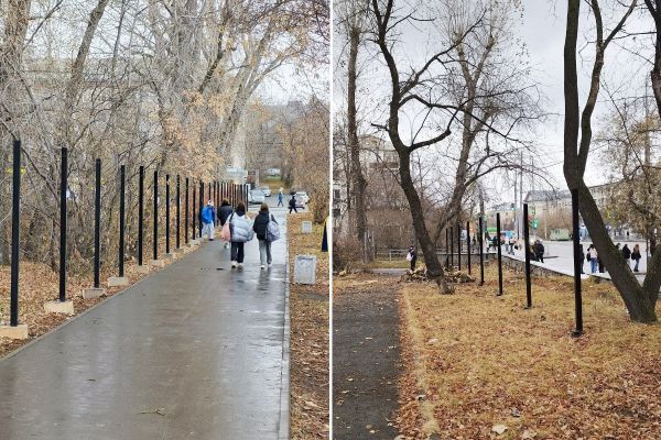 В Екатеринбурге начали обносить забором сквер возле школы №36