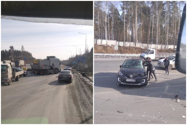 На ЕКАД из-за ДТП с фурой образовалась огромная пробка