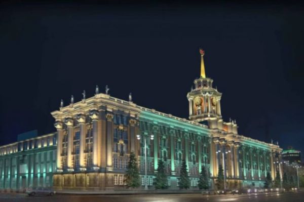 К юбилею Екатеринбурга мэрия обновит подсветку городской ратуши за 107 млн рублей